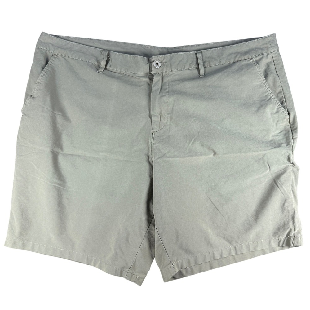 Swiss Tech Chino Shorts Stretch Flat Front Stone Wash Gray Size 44 Mens Cotton